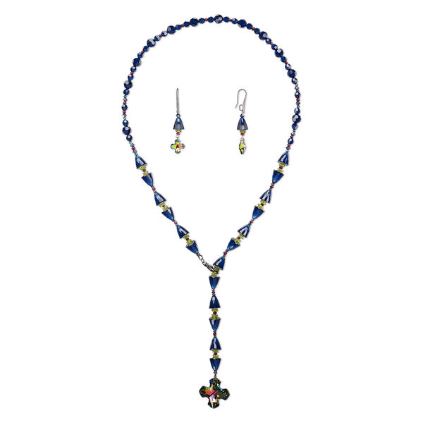 Necklace and earring set, One of a Kind Jewelry, 26 inch necklace and 2-1/4 earrings. Only one available. image number 0
