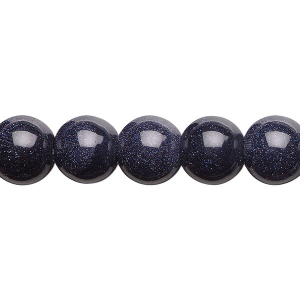 Bead, blue goldstone (glass) (man-made), 10mm round. Sold per 15-1/2" to 16" strand. image number 0