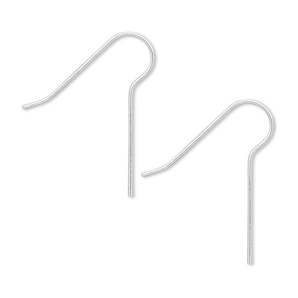 Ear wire, sterling silver-filled, 24.5mm fishhook with 16mm shank, 22 gauge. Sold per pkg of 5 pairs. image number 0