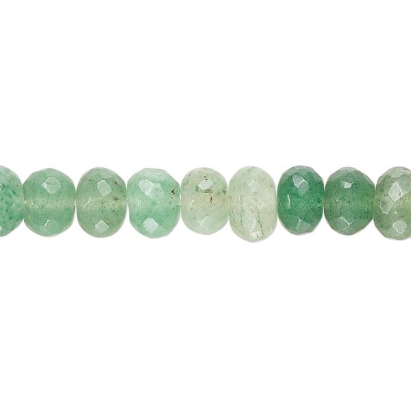 Green aventurine 1pkg1, hand-cut faceted rondelle bead natural 14 inch 6x4mm-8x6mm image number 0