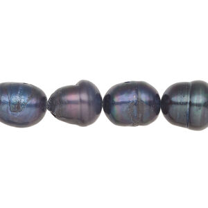 Freshwater pearl 1pkg1, rice, 15 inch blue-green peacock 9-11mm cultured