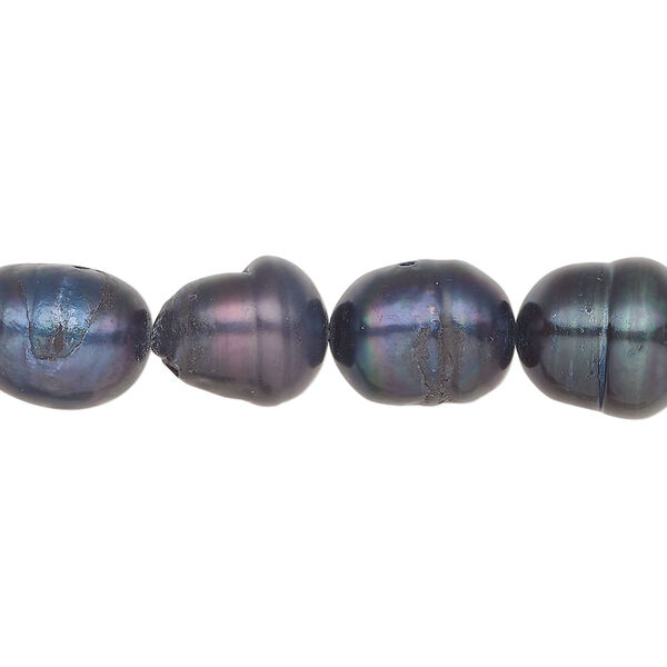 Freshwater pearl 1pkg1, rice, 15 inch blue-green peacock 9-11mm cultured image number 0