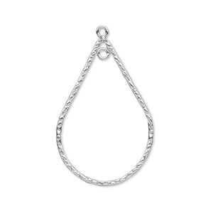 Focal, sterling silver-filled, 30x20mm double-sided textured open teardrop with 2 loops. Sold individually.