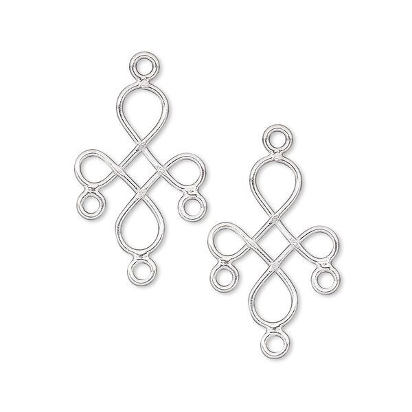 Drop, sterling silver, 18x14mm wire cross with 3 loops. Sold per pkg of 2. image number 0
