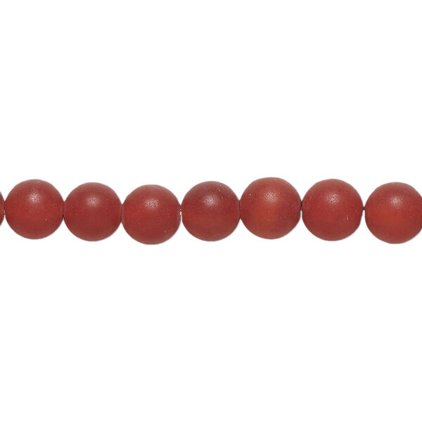 Bead, carnelian (dyed/heated), matte, 6mm round, B grade, Mohs hardness 6-1/2 to 7. Sold per 15-1/2" to 16" strand. image number 0