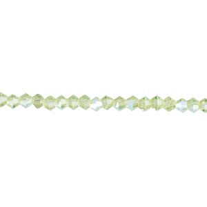 Bead 1pk 16 facets translucent lime green AB, Celestial Crystal® 3mm bicone 15.5-16 inch