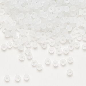 Seed bead, Miyuki, glass, pkg/50g, #8 rocaille, translucent matte crystal clear, (RR-131F).