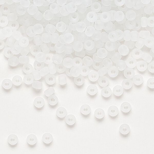 Seed bead, Miyuki, glass, pkg/50g, #8 rocaille, translucent matte crystal clear, (RR-131F). image number 0