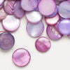 Mother-of-pearl shell 1pkg4oz, puffed flat round bead mix multi-purple 9-12mm image number 0