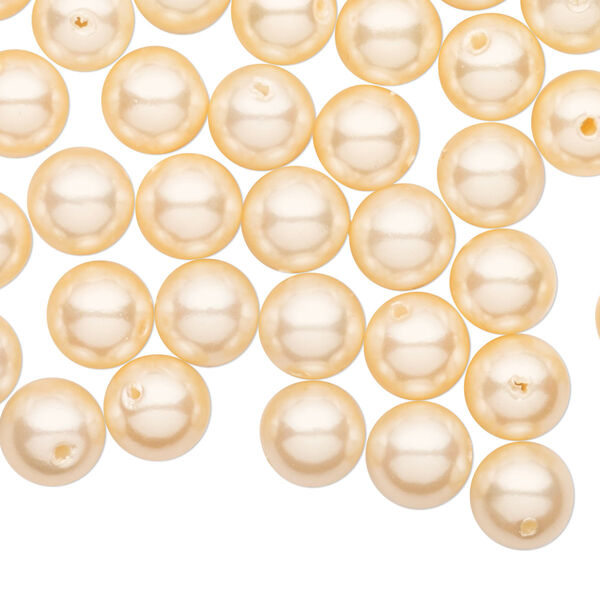 Bead, vintage Japanese acrylic pearl, peach, 8mm round. Sold per pkg of 100. image number 0