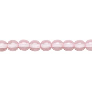 Bead, Czech dipped décor glass druk, pink, 6mm round. Sold per 15-1/2" to 16" strand.