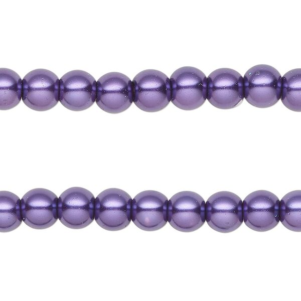 Bead, glass pearl, purple, 5-6mm round. Sold per pkg of (2) 15-inch strands, approximately 140 beads. image number 0