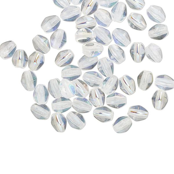 Bead, Preciosa, Czech pressed glass, transparent clear AB, 5x4mm buckwheat. Sold per pkg of 50. image number 0
