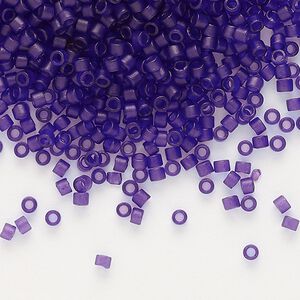 Seed bead, Delica®, glass, pkg/50g, #11 round, translucent matte dark purple aqua (DB-0785).