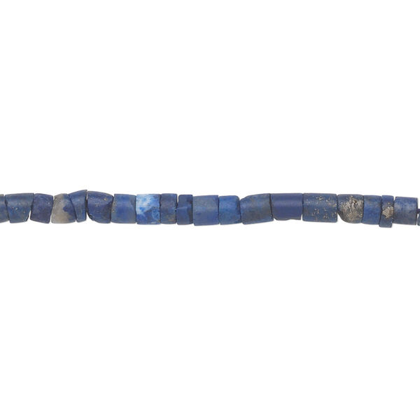 Bead, lapis lazuli (natural), matte, 4x3mm hand-cut heishi, B grade, Mohs hardness 5 to 6. Sold per 15-1/2" to 16" strand. image number 0