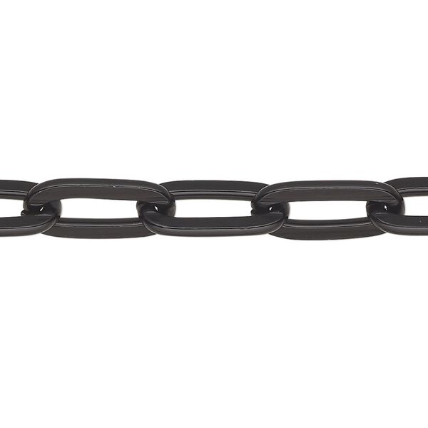 Chain, anodized aluminum, black, 7.7mm paperclip. Sold per pkg of 5 feet. image number 0