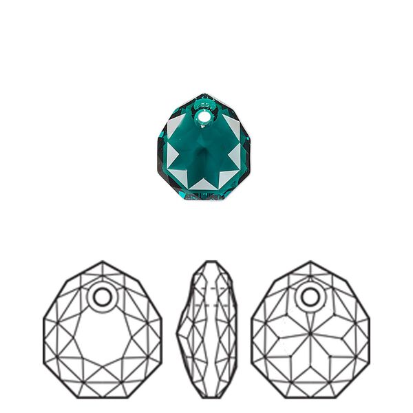 Drop 48pk emerald, Swarovski® 11.5x10mm pendant majestic 6436 image number 0
