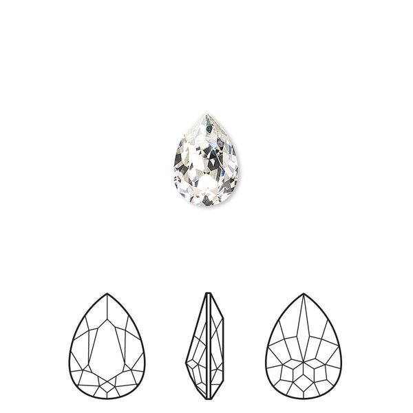 Fancy stone 144pk crystal foil back, Swarovski® 10x7mm pear 4320 image number 0