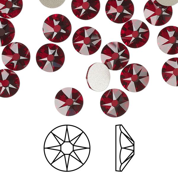Flat back 12pk Siam foil back, Crystal Passions® 7.07-7.27mm rose round SS34 2088 image number 0