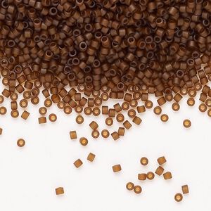 Seed bead, Miyuki Delica®, glass, pkg/250g, #11 round, opaque matte glazed luster brown.