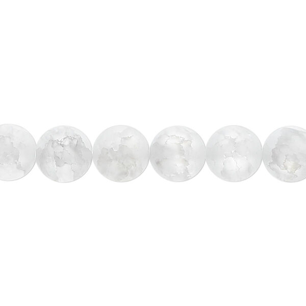 Bead, ice flake quartz (heated), 8mm frosted round, B grade, Mohs hardness 7. Sold per 15-1/2" to 16" strand. image number 0