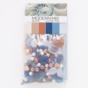 Seed bead mix, acrylic, pkg/70g, 10/0-24x18mm mixed shapes, opaque to transparent ccb mixed colors.