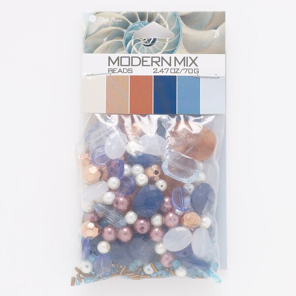 Seed bead mix, acrylic, pkg/70g, 10/0-24x18mm mixed shapes, opaque to transparent ccb mixed colors. image number 0