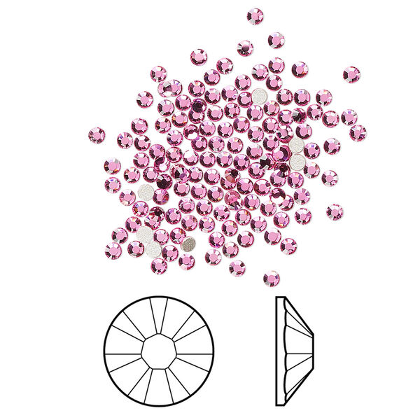 Flat back 144pk rose foil back, Crystal Passions® 1.7-1.9mm rose round SS5 2058 image number 0