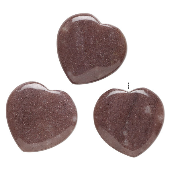 Drop 1pkg3 purple aventurine, 24-26mm half-drilled puffed heart B grade, natural image number 0