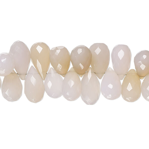 Purple chalcedony / peach chalcedony 1pkg1, hand-cut top-drilled faceted teardrop bead C- grade, 8 inch 8x6mm-11x8mm image number 0