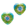 Bead, millefiori glass, translucent multicolored, 18-20mm half-drilled puffed heart with flower design. Sold per pkg of 2. image number 1