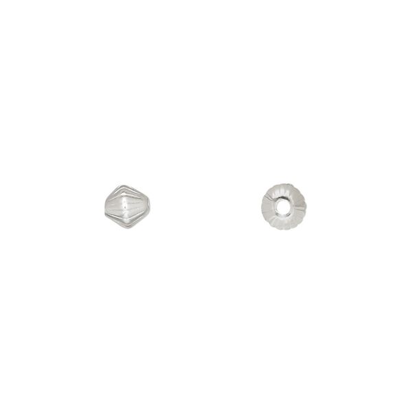 Bead, silver-plated brass, 5mm corrugated double cone. Sold per pkg of 100. image number 0