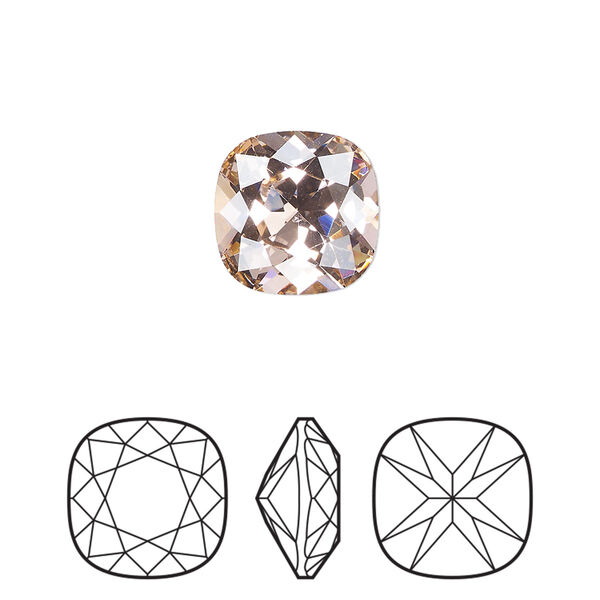 Fancy stone 144pk vintage rose foil back, Preciosa MAXIMA Czech crystal rhinestone 12mm cushion square image number 0