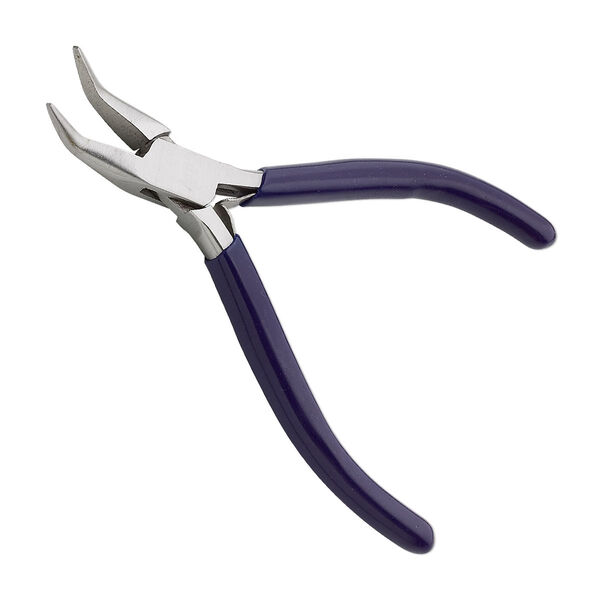 Pliers, economy curved chain-nose, stainless steel and rubber, black or blue, 4-1/2 inches. Sold individually. image number 0