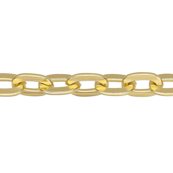 Chain, anodized aluminum, gold, 7.5mm flat cable. Sold per pkg of 5 feet. image number 0