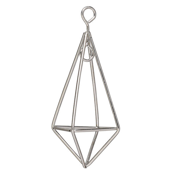 Wire frame, imitation rhodium-finished steel, 3x2-inch teardrop. Sold individually. image number 0