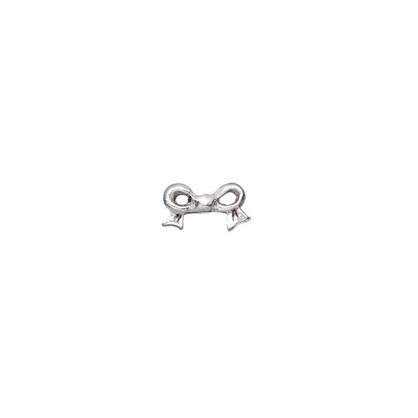Bead, pewter (tin-based alloy), pkg/1, silver plate, 9x5mm double-sided bow, fits 4mm cube. image number 0