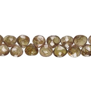 Andalusite 1pkg1, hand-cut top-drilled faceted puffed teardrop bead natural , 7 inch 6-8mm