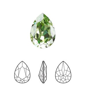 Fancy stone 48pk peridot foil back, Swarovski® ReCreated™ 18x13mm pear 4320