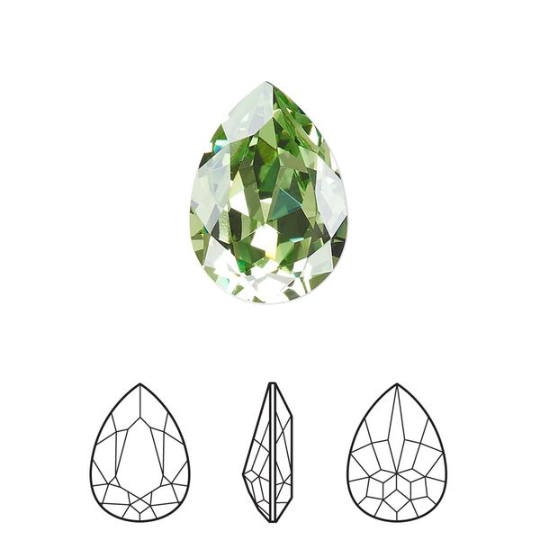 Fancy stone 48pk peridot foil back, Swarovski® ReCreated™ 18x13mm pear 4320 image number 0