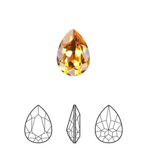Fancy stone 1pkg1 dark orange (HICT) foil back, Crystal Passions® 14x10mm pear 4320