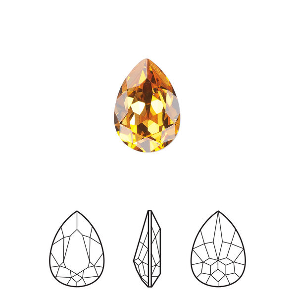 Fancy stone 1pkg1 dark orange (HICT) foil back, Crystal Passions® 14x10mm pear 4320 image number 0