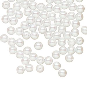 Bead druk Czech pearl-coated glass 100pk 4mm round, iridescent opaque white