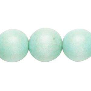 Bead, Taiwanese cheesewood (dyed / waxed), sea foam, 15-16mm round. Sold per 15-1/2" to 16" strand.