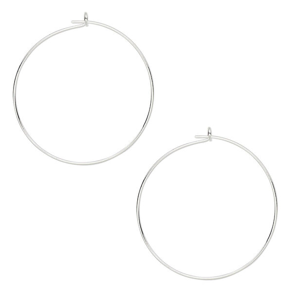 Hoop, silver-plated brass, 25mm round, 23 gauge. Sold per pkg of 5 pairs. image number 0