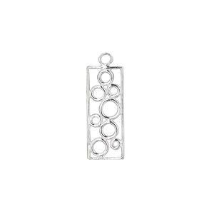 Drop, sterling silver, 22x7mm rectangle with rings. Sold per pkg of 2.
