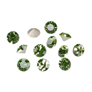 Chaton 12pk peridot foil back, Preciosa MAXIMA Czech crystal rhinestone 6.14-6.32mm 15-cut faceted round SS29