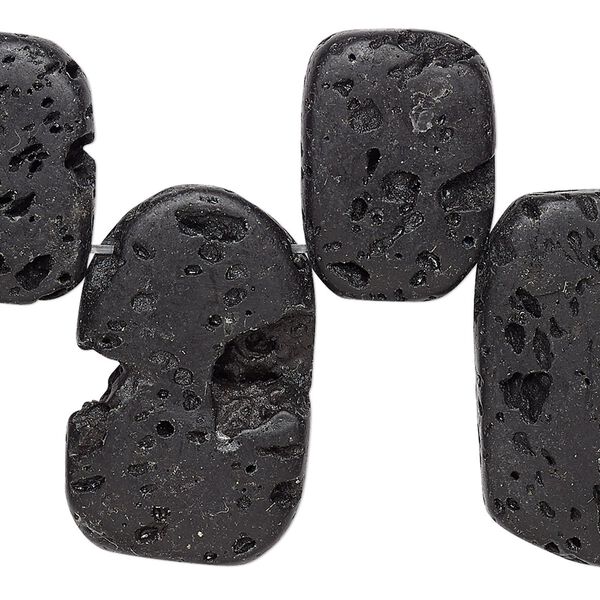 Lava rock 1pkg1, top-drilled oval bead 15.5-16 inch 20x14mm-40x20mm image number 0