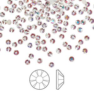 Flat back 1440pk crystal AB foil back, Preciosa MAXIMA Czech crystal hotfix rhinestone 2.3-2.5mm chaton rose round SS8