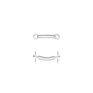 Link, silver-plated brass, 25.5x5mm curved bar. Sold per pkg of 10.